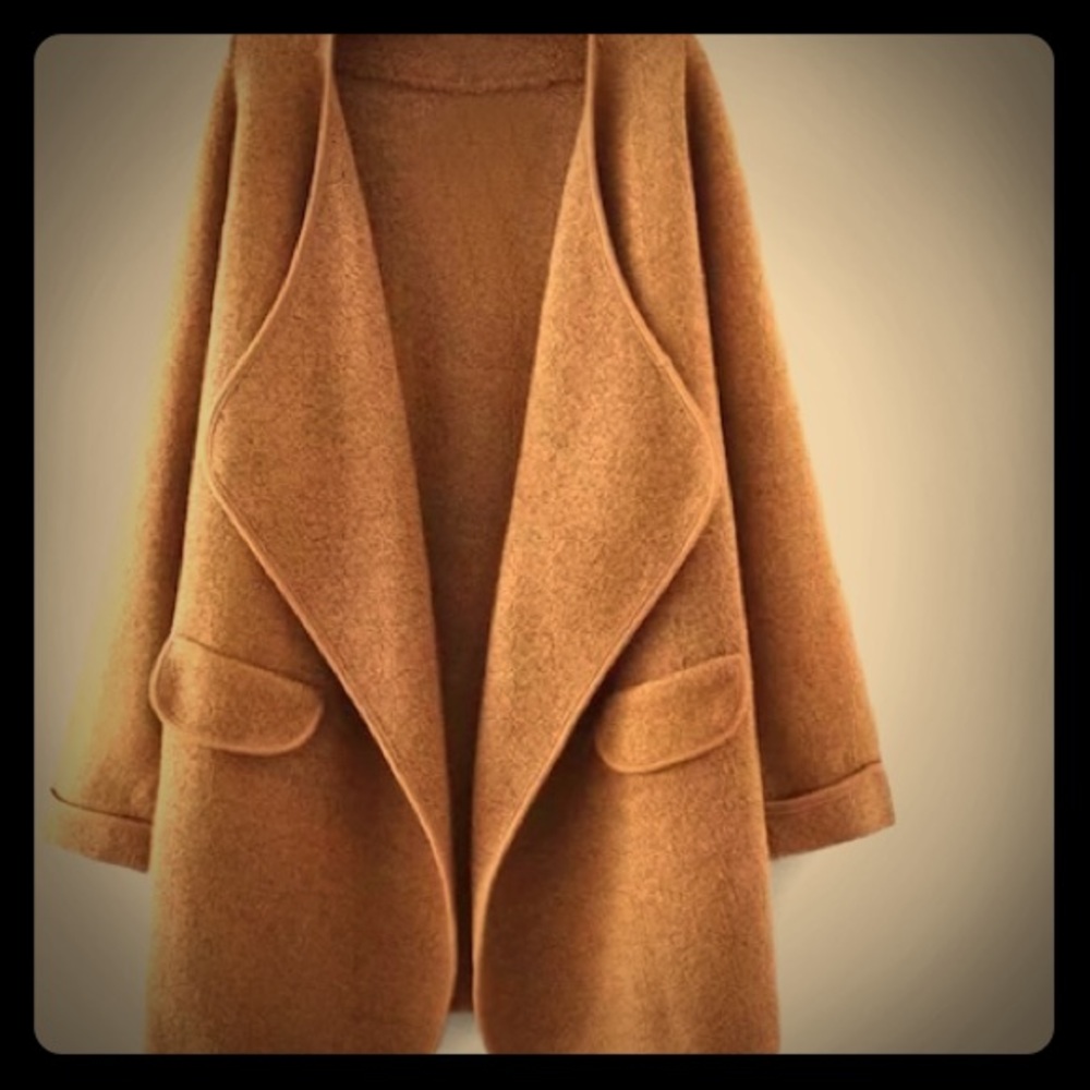 SOLD Camel Waterfall Cardigan